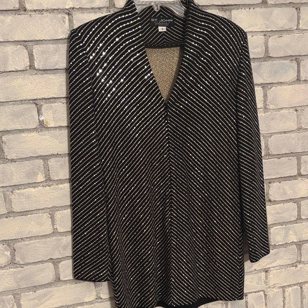 St. John Black and silver / Gold Striped Blazer